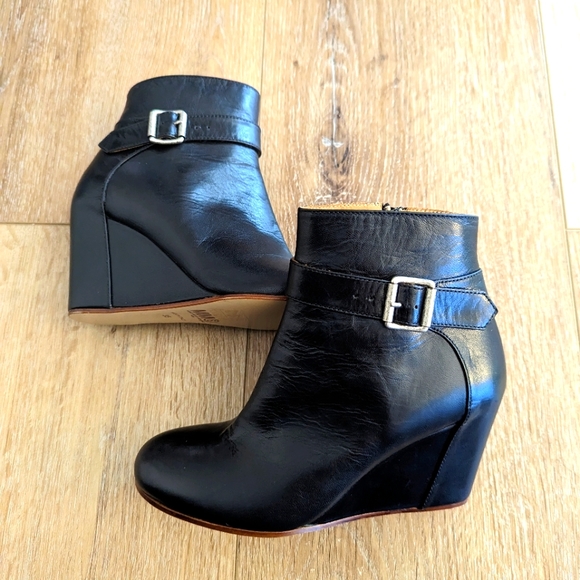 COPY - Mason martin Margiela leather Wedge booties Buckle zip 35 - Picture 1 of 6